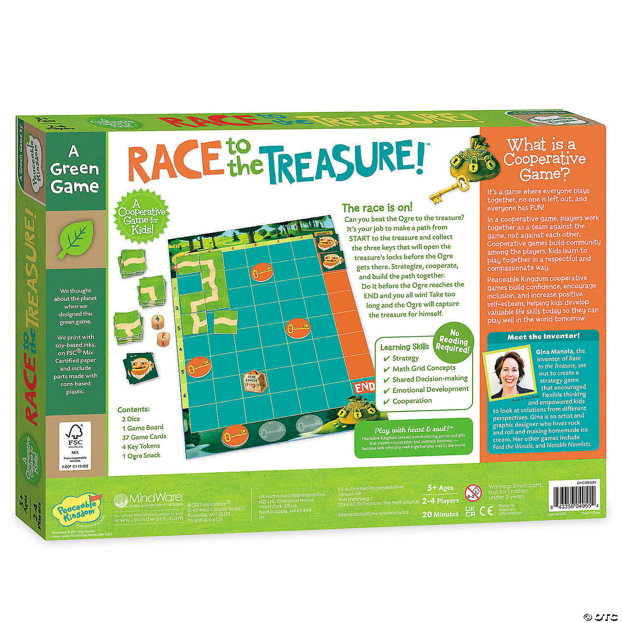 Board game box for 'Race to the Treasure' with colorful design and text.
