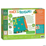 Board game box for 'Race to the Treasure' with colorful design and text.