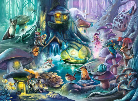 Magical Forest 150 Pc Puzzle scene with magical creatures and glowing lights