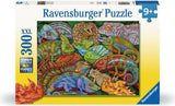 Ravensburger Riveting Reptiles 300 Pc Puzzle box with colorful chameleon illustration on a white background