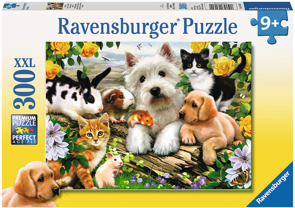Ravensburger Happy Animal Buddies 300 pc  box with animals on a yellow background