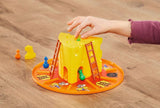 Child's hand interacting with Cat & Mouse - Game board game on a wooden surface