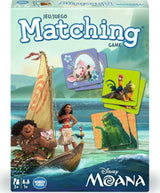 Disney Moana matching game box with characters and cards on a blue ocean background