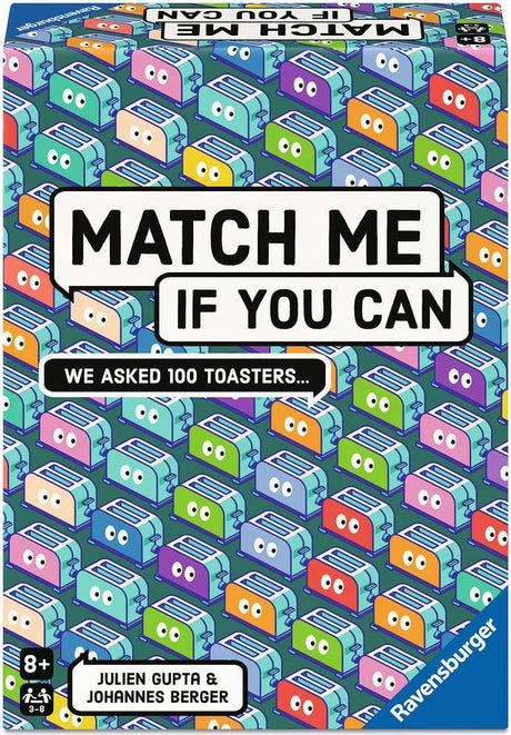 Game box titled 'Match Me If You Can' with colorful toaster pattern and Ravensburger branding.