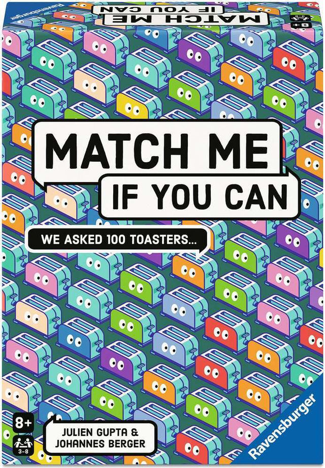 Game box titled 'Match Me If You Can' with colorful toaster pattern and Ravensburger branding.
