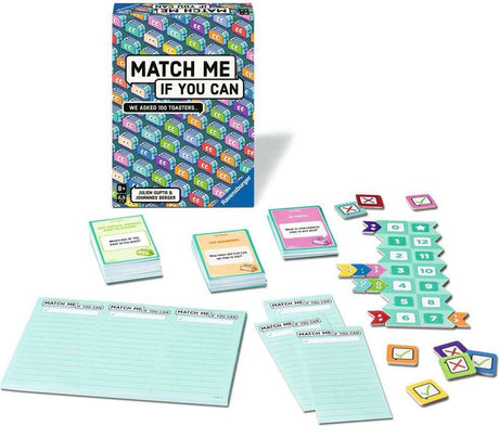 Match Me If You Can Puzzle (Party game) packaging with cards and pieces on a white background