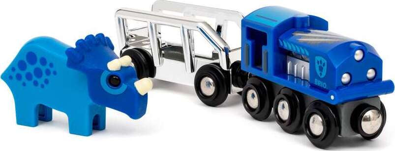 Special Edition Train (2025) with blue dinosaur figure and silver truck on a white background