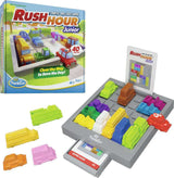 Rush Hour Junior board game set with colorful cars and ThinkFun logo on a white background