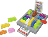 ThinkFun Rush Hour Jr Traffic Jam Logic Game for Kids set with colorful blocks and a 'Rush Hour' box on a white background