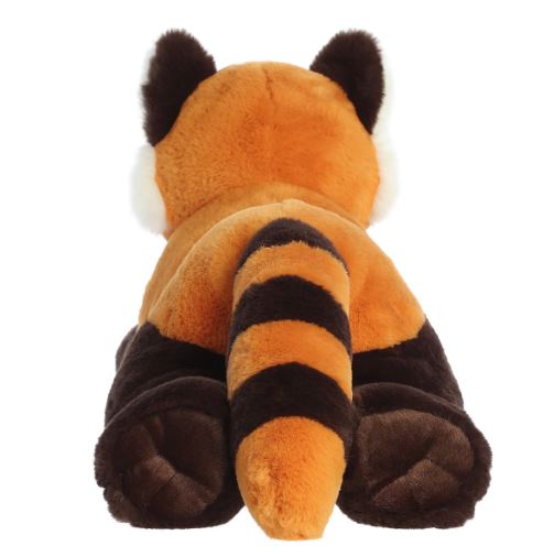 Plush toy red panda on a white background