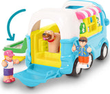 Toy Kitty Camper Van with a dog and two people on a white background