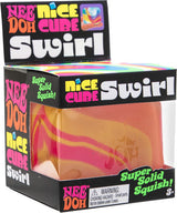 Box of Nee Doh Cube Swirl with colorful packaging and product inside.