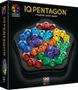 IQ Pentagon logic game packaging with colorful pentagons on a black background