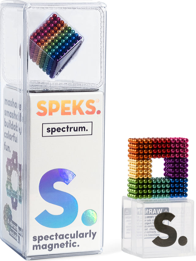 Speks spectrum magnetic building blocks in packaging on a white background
