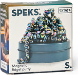 Mini Crags Oil Slick packaging with colorful putty and text on a white background