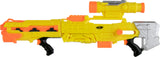 Yellow and orange World's Smallest Nerf Blasters with black accents on a white background