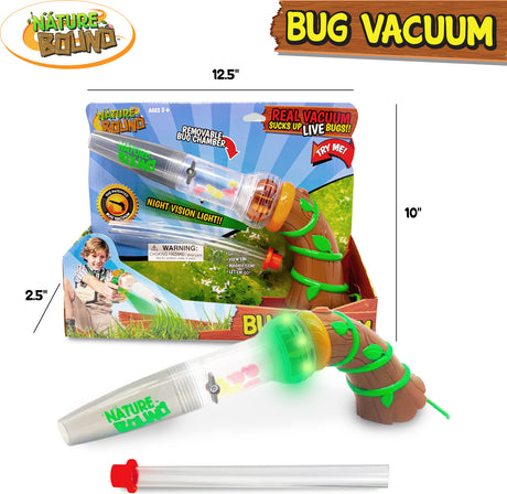 Nature Bound bug vacuum with packaging and dimensions displayed