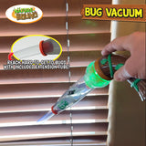 Bug vacuum being used to remove bugs from blinds with 'Nature Bound' branding.