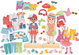 Colorful Dress-Up Magnetic Puzzle wooden dolls with accessories on a white background