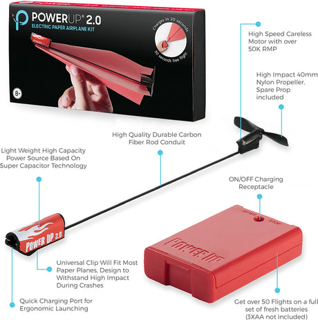 POWERUP 2.0 Red Electric Paper Airplane Kit
