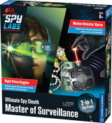 Spy Labs: Ultimate Spy Sleuth Master of Surveillance set packaging with night vision goggles, motion detector alarm, and surveillance equipment.