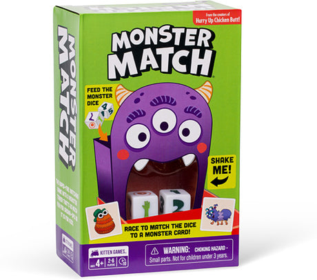 Monster Match game box with a purple monster on a green background