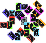 Tacta Card Game with colorful geometric shapes printed on cards on a white background