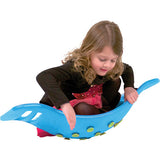 Child playing on a Teeter Popper- Blue