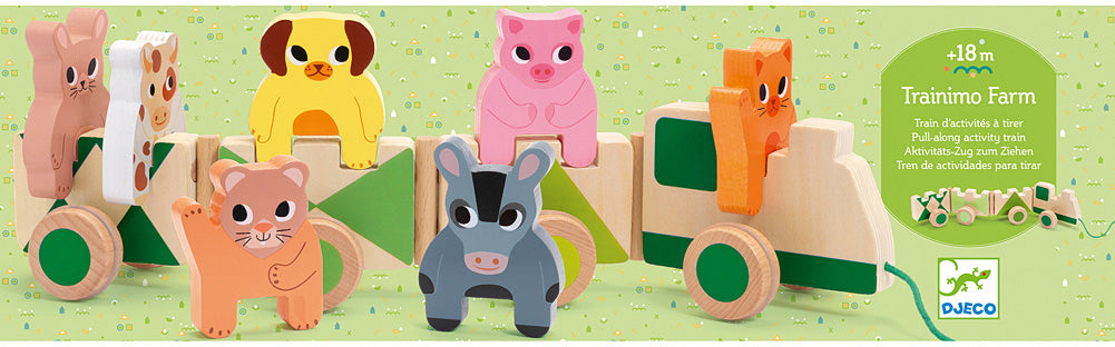 Trainimo Farm Wooden Pull-Along Activity Toy