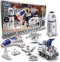 Mega Space Explorer toy set with packaging and various space-themed toys on a white background