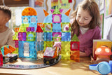 Children playing with Magna-Tiles City Center 110 Piece Set on a table.
