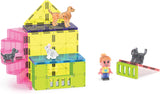 Magna-Tiles Pet Playhouse 50 Piece Set with colorful building blocks and small figures on a white background