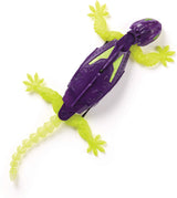 Hex Bots Glowing Wall Crawler Gecko , Toy gecko with purple body and green limbs on a white background