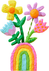 Colorful flowers and rainbow on a white background made with the Paper Mache All Day! kit