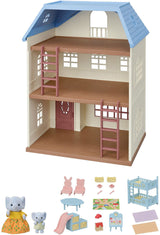 Calico Critters Sky Blue Terrace Gift Set with furniture and accessories on a white background