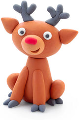 Hey Clay Winter Holidays ,  reindeer with a red nose on a white background