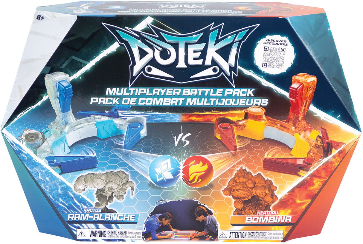 Doteki multiplayer battle pack toy set packaging with two characters, Ram-Alanche and Bombina, on a white background.