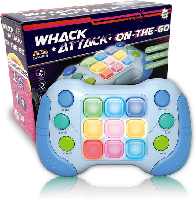 Colorful toy with 'Whack Attack On-The-Go' packaging
