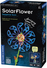 Solar Flower STEM experiment kit packaging with blue flower design on a black background