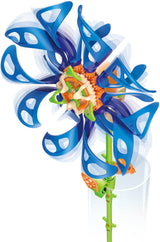 Colorful SolarFlower Sapphire Swirl toy with blue, orange, and green design on a white background