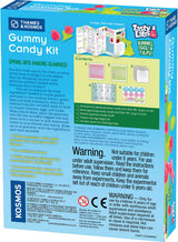 Tasty Labs: Gummy Candy Kit - Bunnies, Eggs & Tulips! back packaging with colorful design and text