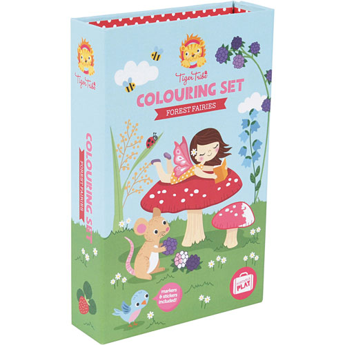 Colouring Set - Forest Fairies packaging with a fairy and mouse illustration on a light blue background