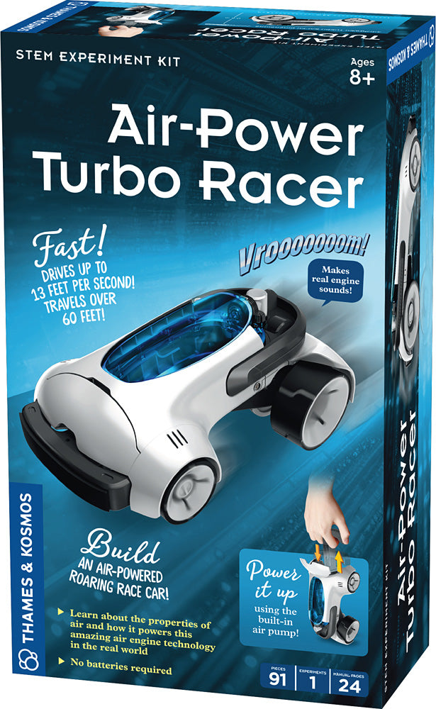 Box of Air-Power Turbo Racer STEM experiment kit with toy car illustration