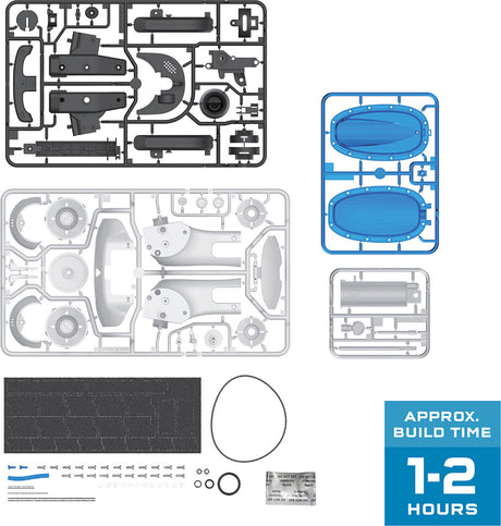 Air-Power Turbo Racer model kit components with a blue label indicating build time.