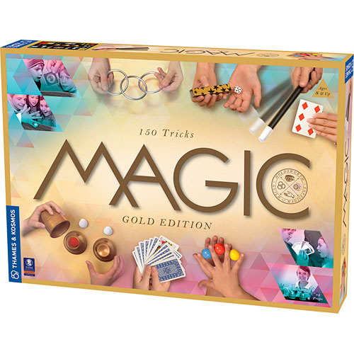 Box of 'Magic' Gold Edition magic trick set with images of hands performing tricks.