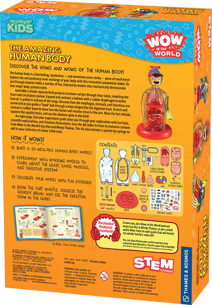 Box of 'Wow! in the World' educational toy about the human body, featuring colorful graphics and text.