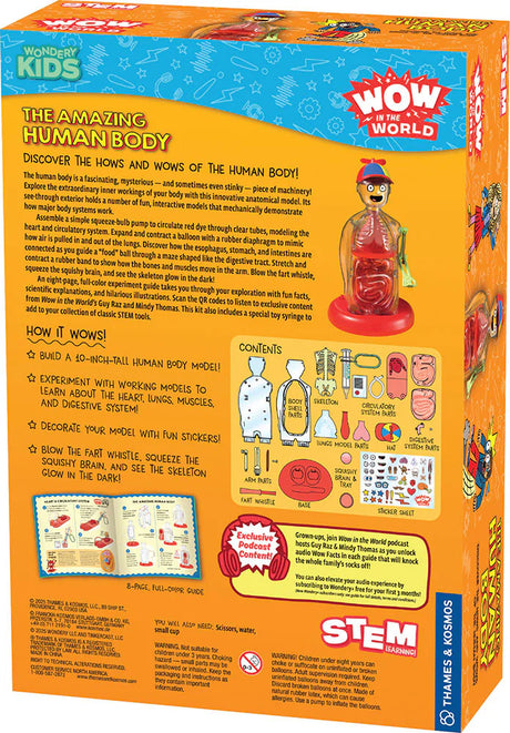 Box of 'Wow! in the World' educational toy about the human body, featuring colorful graphics and text.
