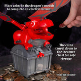 Robotic Dragon Bank Kit with treasure chest and coins, promotional text on a dark background