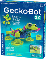 GeckoBot 2.0 STEM experiment kit packaging with GeckoBot figure on a blue background