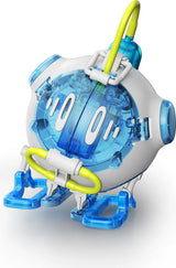Toy Saltwater Fuel Cell Robot with blue and white design on a white background